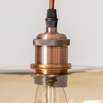 Suspension sur câble SEVENTIES E27/60W/230V fumé/marron
