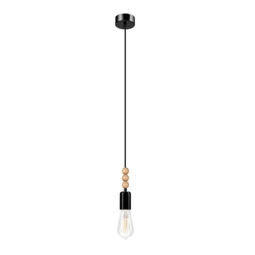 Suspension sur câble SIMON 1xE27/60W/230V noir/hêtre