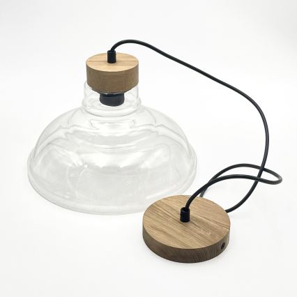 Suspension sur câble SINGLE 1xE27/60W/230V Ø 28 cm chêne