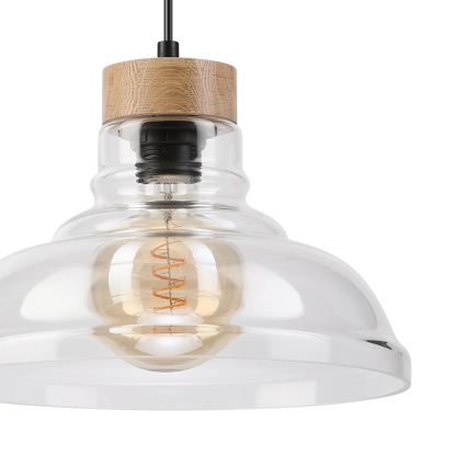 Suspension sur câble SINGLE 1xE27/60W/230V Ø 28 cm chêne