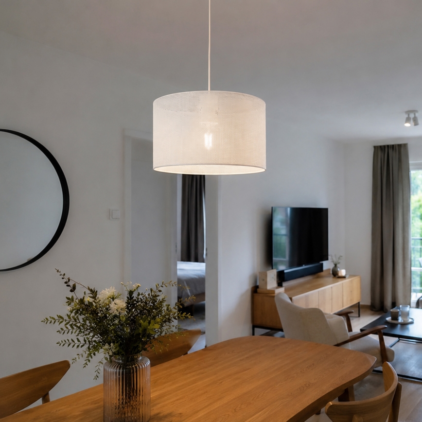 Suspension sur câble SIRJA PLISADO 1xE27/15W/230V Ø 35 cm blanche