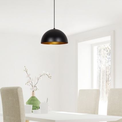 Suspension sur câble SIVANI 1xE27/40W/230V Ø 30 cm noir/cuivre