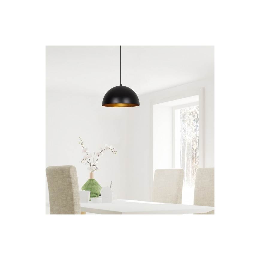 Suspension sur câble SIVANI 1xE27/40W/230V Ø 30 cm noir/cuivre
