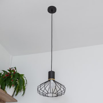 Suspension sur câble SOLANO 1xE27/15W/230V noir/doré