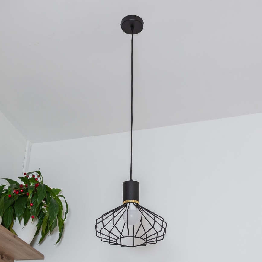 Suspension sur câble SOLANO 1xE27/15W/230V noir/doré