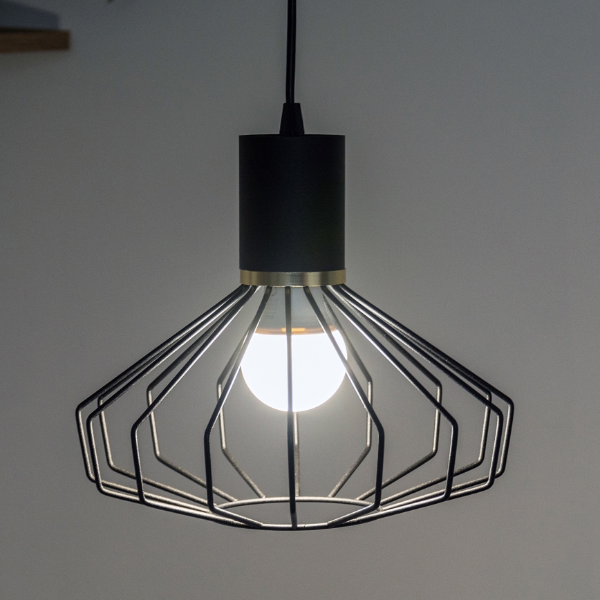 Suspension sur câble SOLANO 1xE27/15W/230V noir/doré