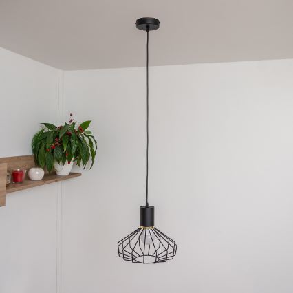 Suspension sur câble SOLANO 1xE27/15W/230V noir/doré