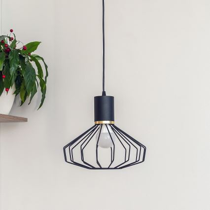 Suspension sur câble SOLANO 1xE27/15W/230V noir/doré