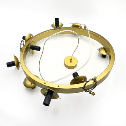 Suspension sur câble SOLARI 9xE14/15W/230V doré/noir fumé