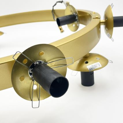 Suspension sur câble SOLARI 9xE14/15W/230V doré/noir fumé