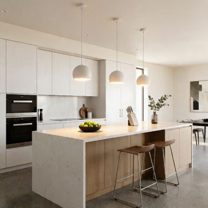 Suspension sur câble SOOL 1xE27/15W/230V Ø 27 cm blanche