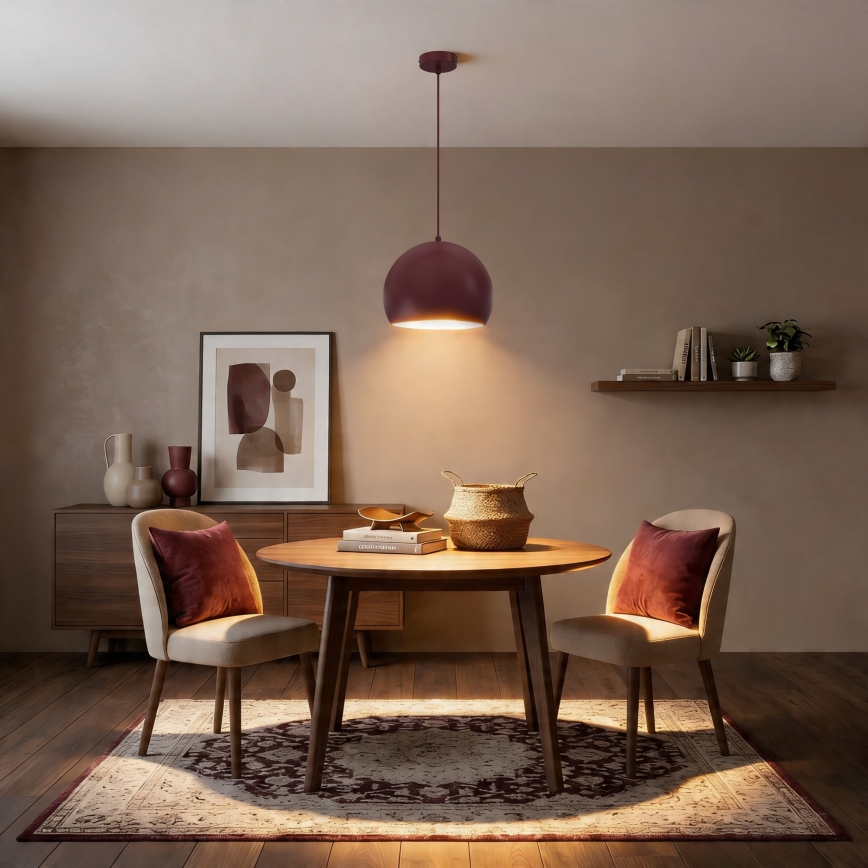 Suspension sur câble SOOL 1xE27/15W/230V Ø 27 cm bordeaux