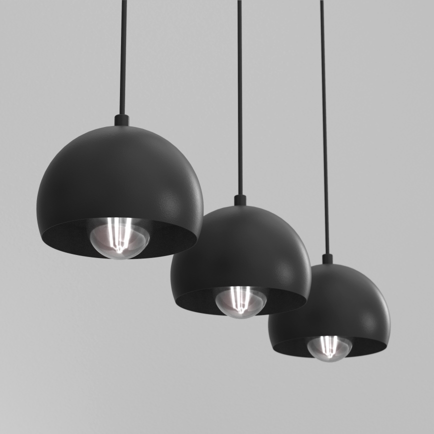 Suspension sur câble SOOL 3xE27/15W/230V noire