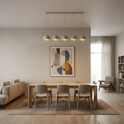 Suspension sur câble SOOL 5xE27/15W/230V blanche