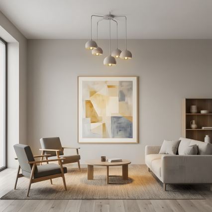 Suspension sur câble SOOL 5xE27/15W/230V crème