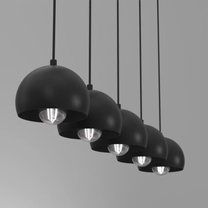 Suspension sur câble SOOL 5xE27/15W/230V, noire