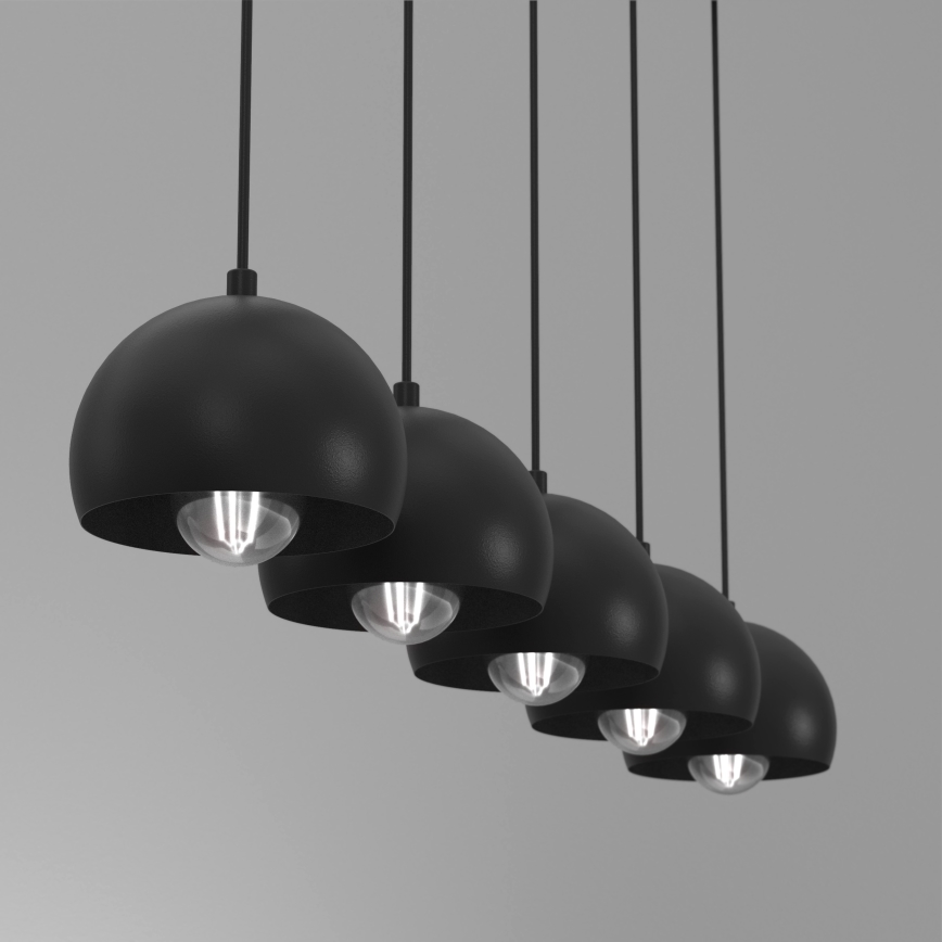 Suspension sur câble SOOL 5xE27/15W/230V, noire