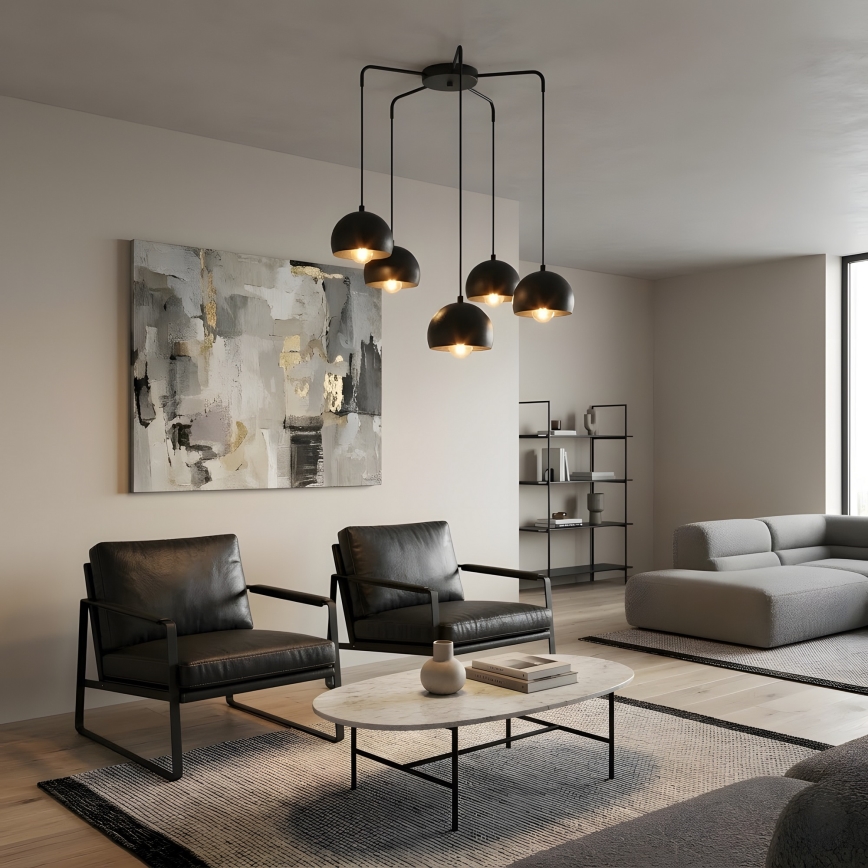 Suspension sur câble SOOL 5xE27/15W/230V noire