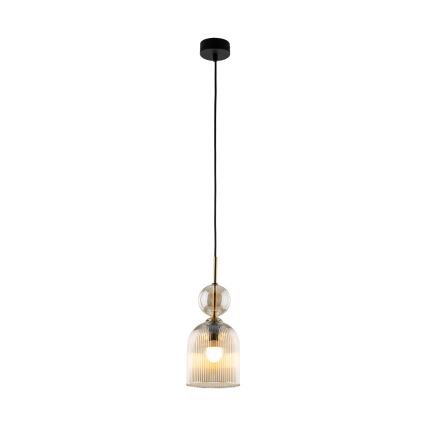 Suspension sur câble SOPHIA 1xE14/10W/230V noir/beige fumé