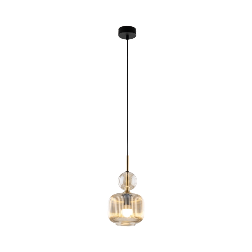 Suspension sur câble SOPHIA 1xE14/10W/230V noire/beige fumé