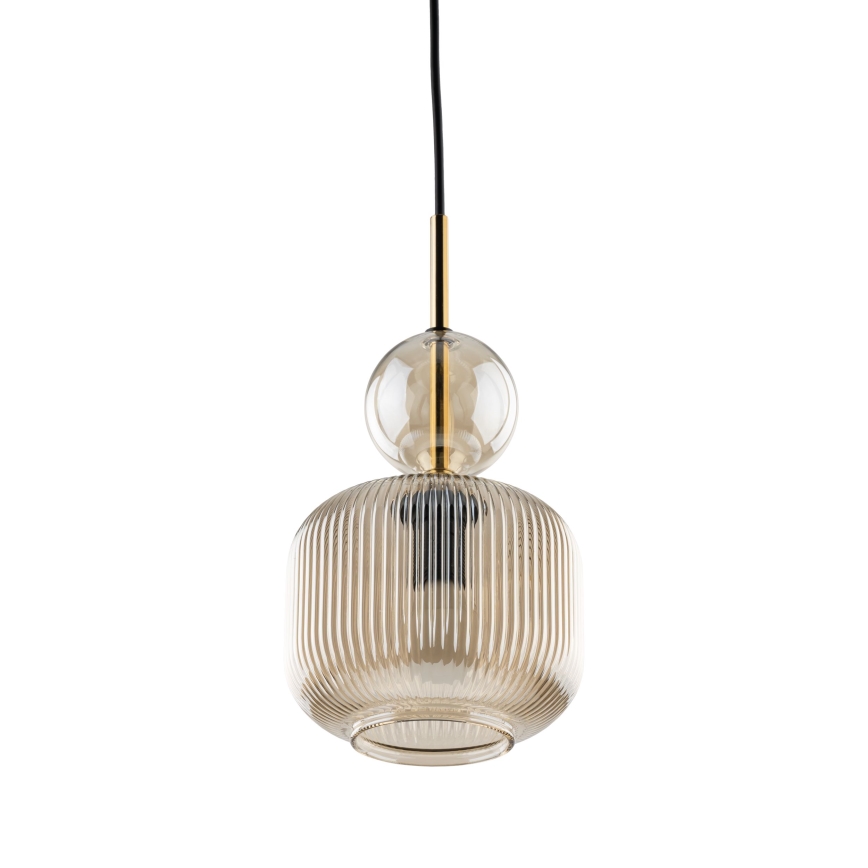 Suspension sur câble SOPHIA 1xE14/10W/230V noire/beige fumé