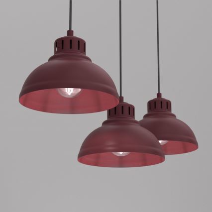 Suspension sur câble SVEN 3xE27/15W/230V bordeaux