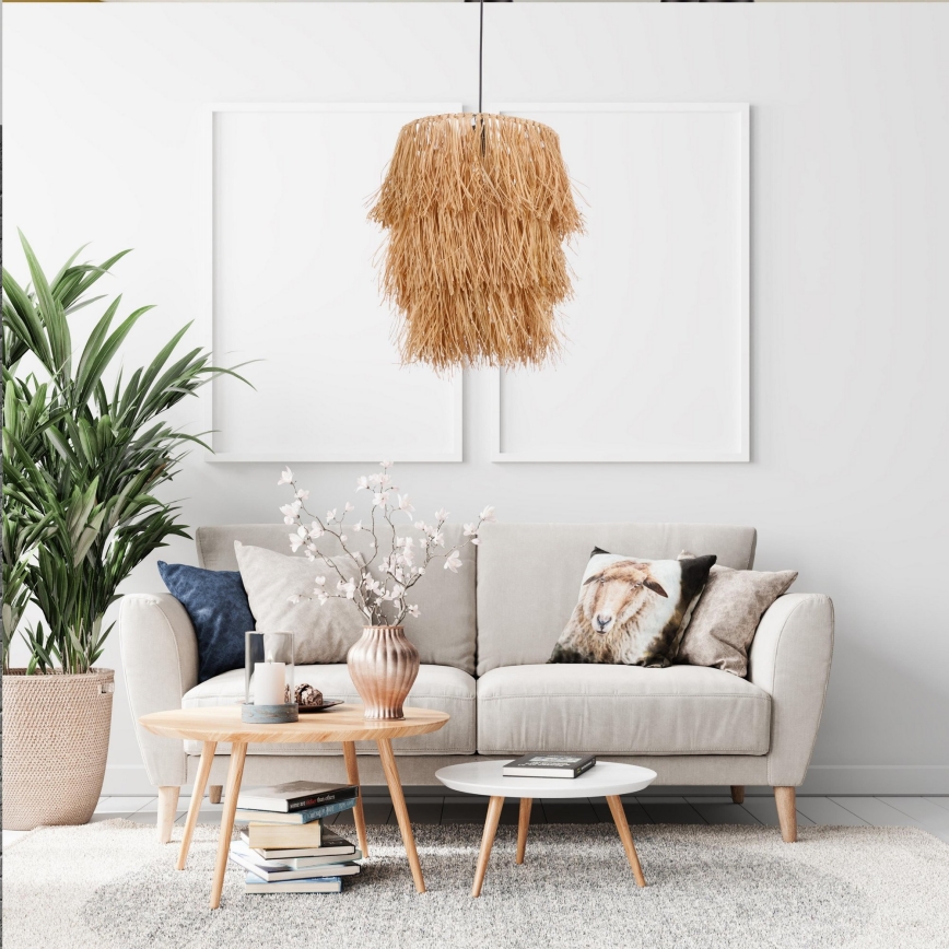 Suspension sur câble TASSEL 1xE27/40W/230V en raphia