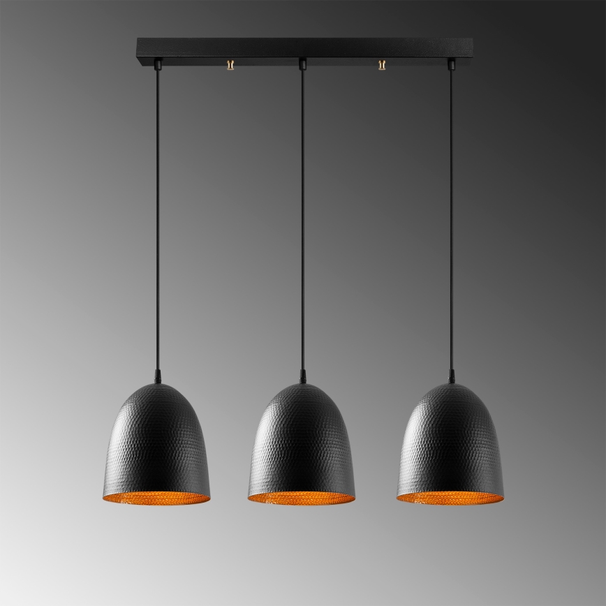 Suspension sur câble TATTOO 3xE27/40W/230V noir