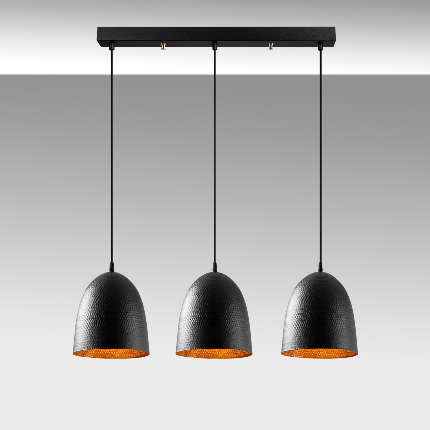 Suspension sur câble TATTOO 3xE27/40W/230V noir