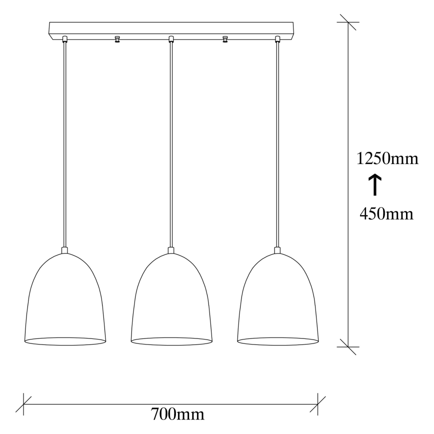 Suspension sur câble TATTOO 3xE27/40W/230V noir