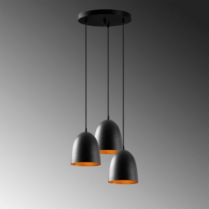Suspension sur câble TATTOO 3xE27/40W/230V noire