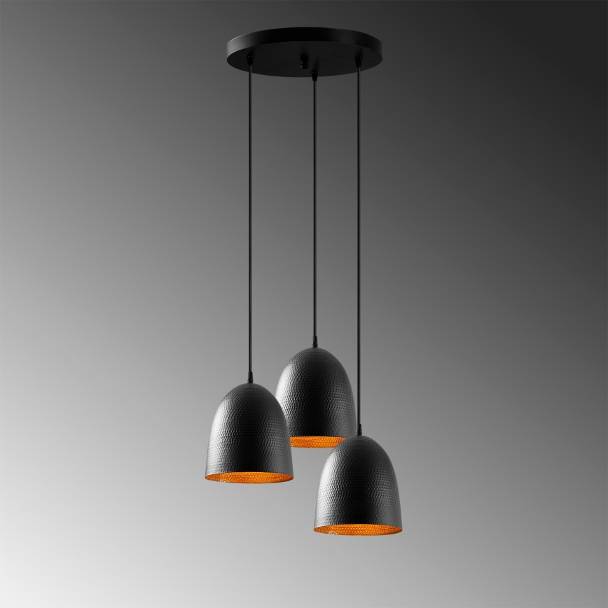 Suspension sur câble TATTOO 3xE27/40W/230V noire