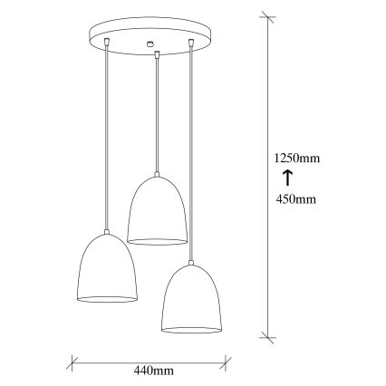 Suspension sur câble TATTOO 3xE27/40W/230V noire