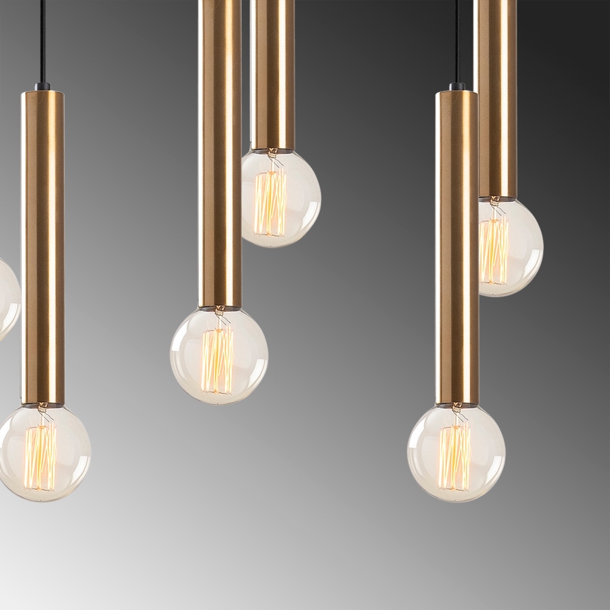 Suspension sur câble TEMPO 7xE27/40W/230V dorée