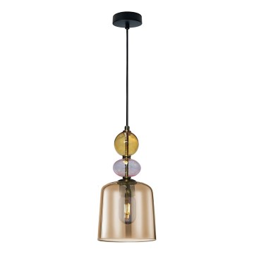 Suspension sur câble TROPEA 1xE27/15W/230V noir/beige fumé/rose