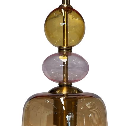 Suspension sur câble TROPEA 1xE27/15W/230V noir/beige fumé/rose