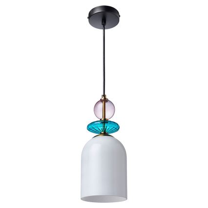 Suspension sur câble TROPEA 1xE27/15W/230V noir/violet fumé/bleu/blanc