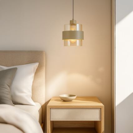 Suspension sur câble VALENTINO 1xE27/15W/230V beige/transparent