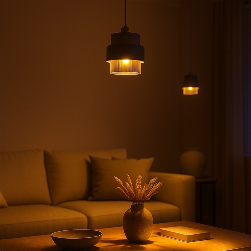 Suspension sur câble VALENTINO 1xE27/15W/230V beige/transparent