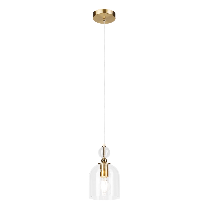 Suspension sur câble VELARE 1xE27/15W/230V, finition dorée/verre transparent