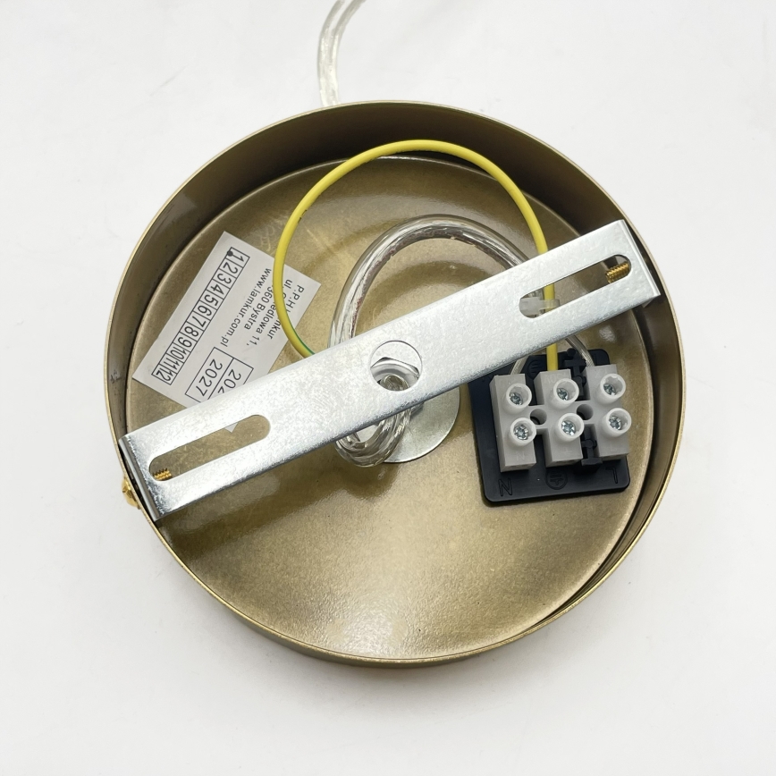Suspension sur câble VELARE 1xE27/15W/230V, finition dorée/verre transparent