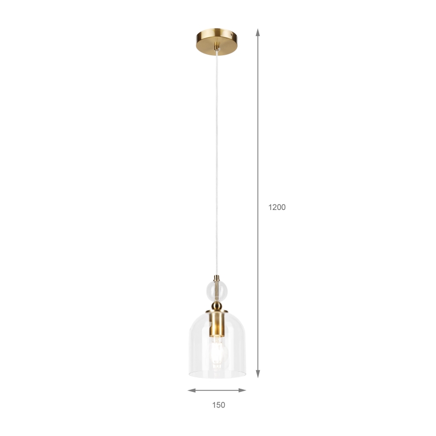 Suspension sur câble VELARE 1xE27/15W/230V, finition dorée/verre transparent