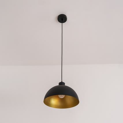 Suspension sur câble VESPER 1 x E27, 15 W, 230 V, Ø 30 cm, noir/doré