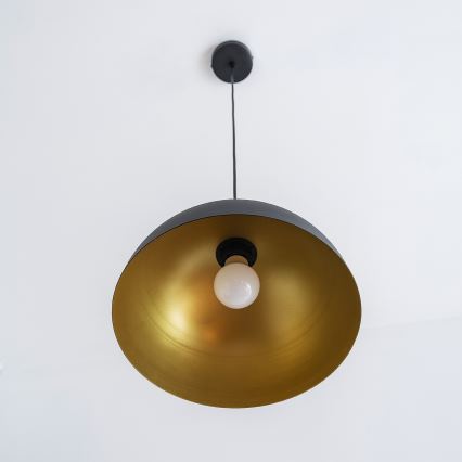 Suspension sur câble VESPER 1 x E27, 15 W, 230 V, Ø 30 cm, noir/doré