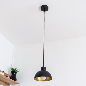 Suspension sur câble VESPER 1x E27 / 15 W / 230 V Ø 18 cm noir/doré