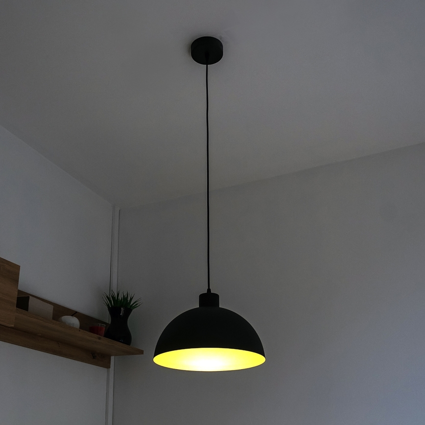 Suspension sur câble VESPER 1x E27 / 15 W / 230 V Ø 18 cm noir/doré
