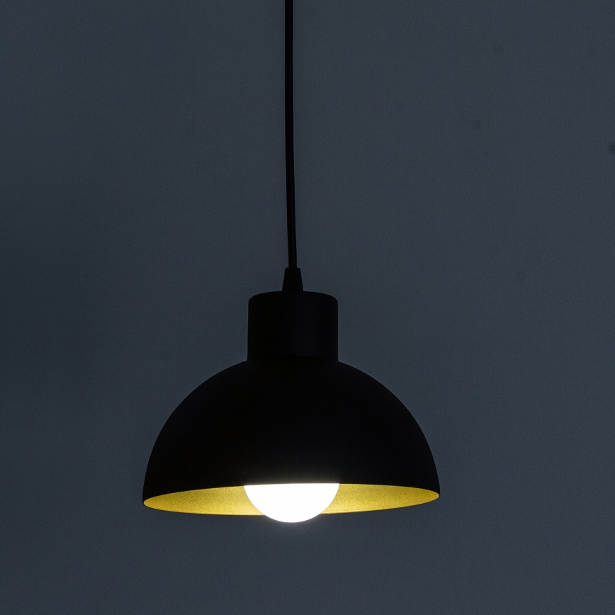 Suspension sur câble VESPER 1x E27 / 15 W / 230 V Ø 18 cm noir/doré