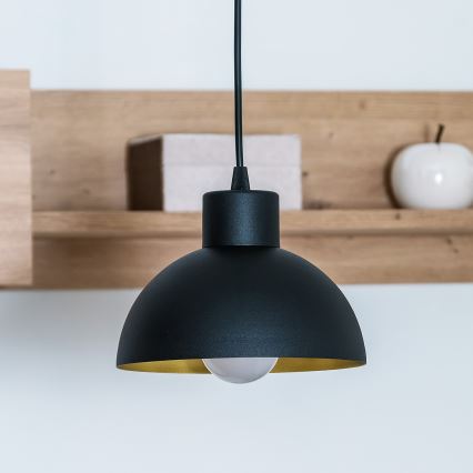 Suspension sur câble VESPER 1x E27 / 15 W / 230 V Ø 18 cm noir/doré