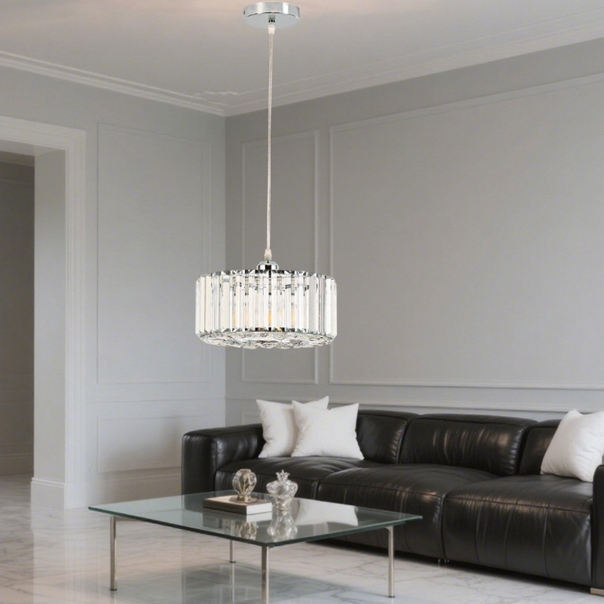 Suspension sur câble VETRO 1xE27/60W/230V chromé brillant