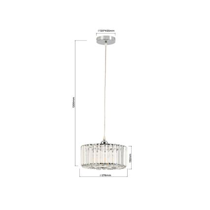 Suspension sur câble VETRO 1xE27/60W/230V chromé brillant